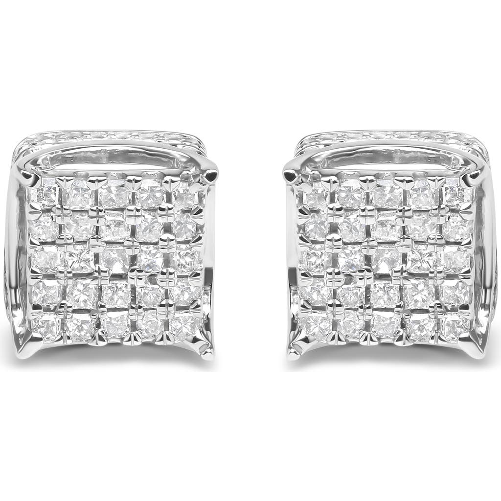 Haus Of Brilliance 10k White Gold 1/2 Ctw Princess Diamond Square Shaped Multi Stone Stud Earrings