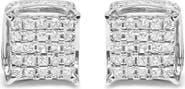 Haus of Brilliance 10K White Gold 1/2 Ctw Princess Diamond Square Shaped Multi Stone Stud Earrings