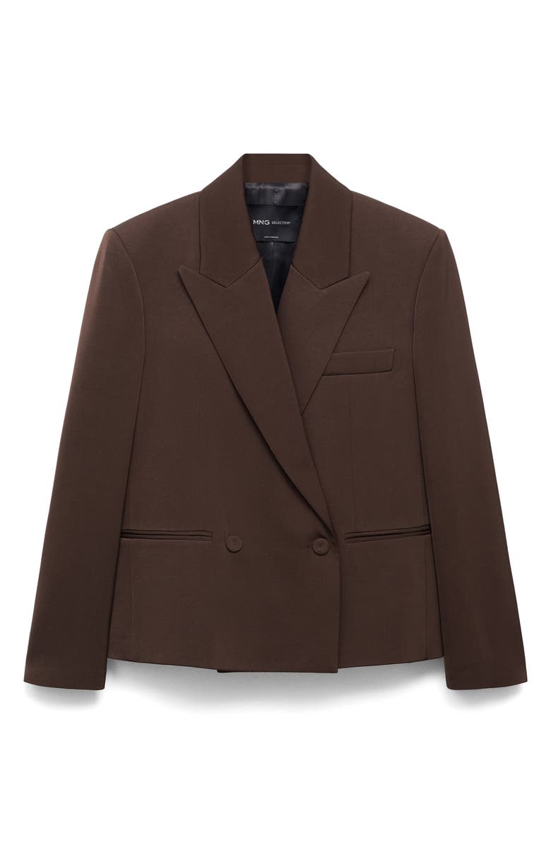 MANGO Selection Double Breasted Suit Blazer, Alternate, color, Chocolate