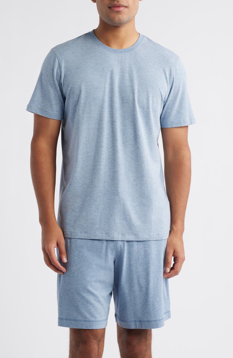 Daniel Buchler Stretch Cotton & Modal Pajama T-Shirt, Main, color, Blue Stripe