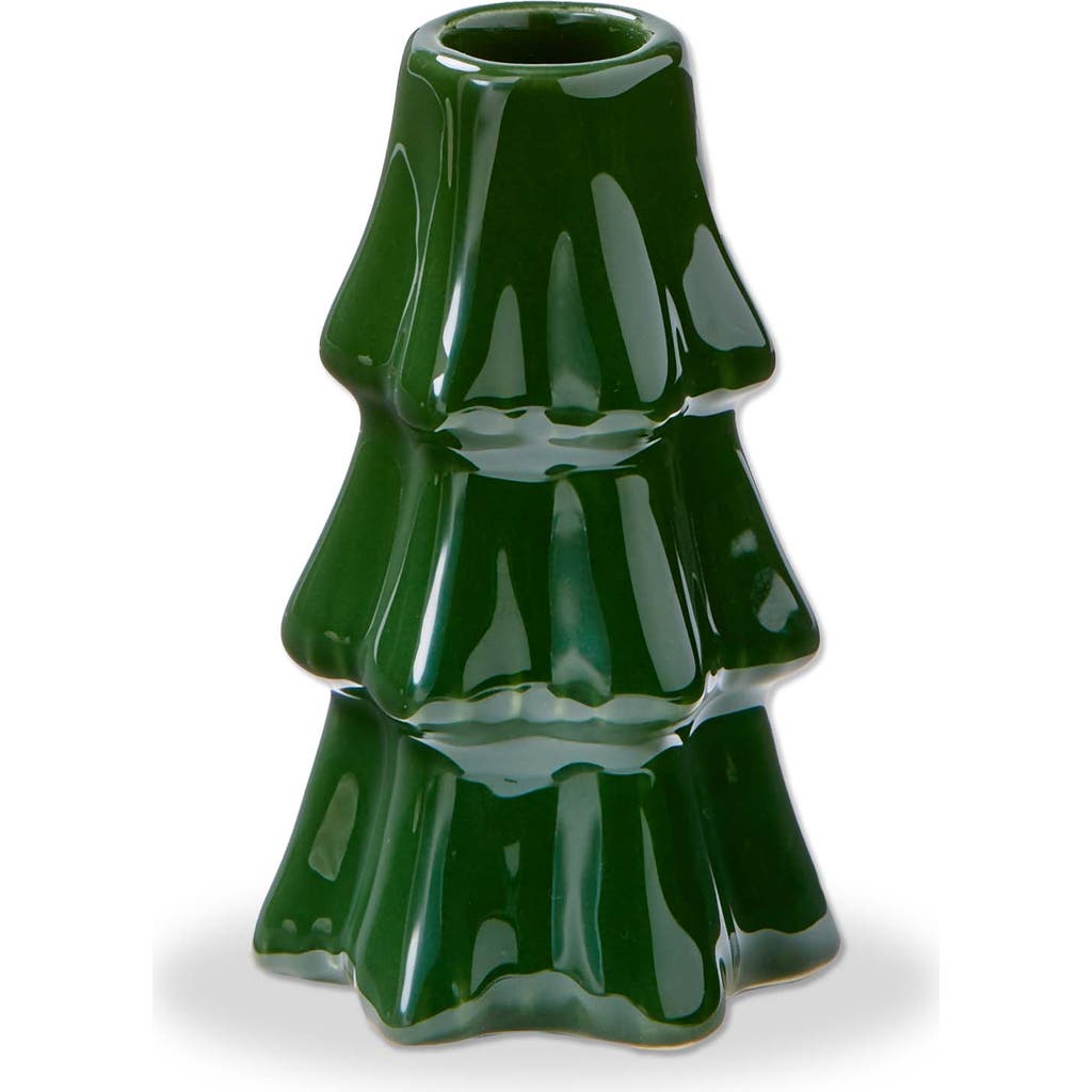 Tag Large Green Ceramic Pine Tree Taper Candle Holder For Christmas