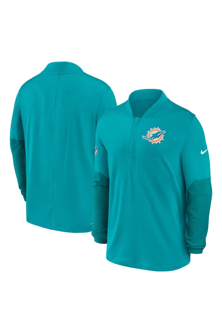 Men's Nike Aqua Miami Dolphins Sideline Dri-FIT Half-Zip Pullover, Alternate, color, Aqua