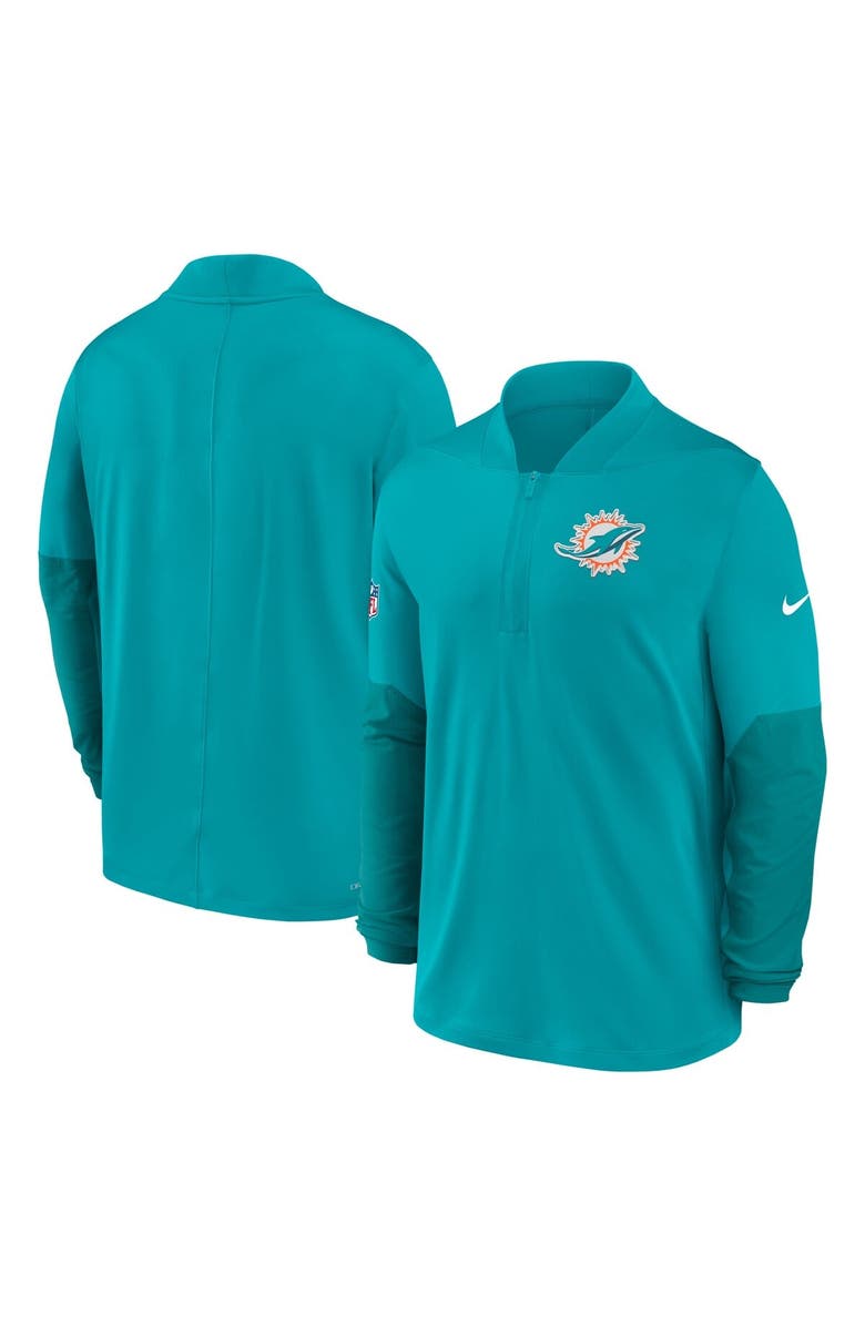 Nike Men's Nike Aqua Miami Dolphins Sideline Dri-FIT Half-Zip Pullover, Alternate, color, Aqua