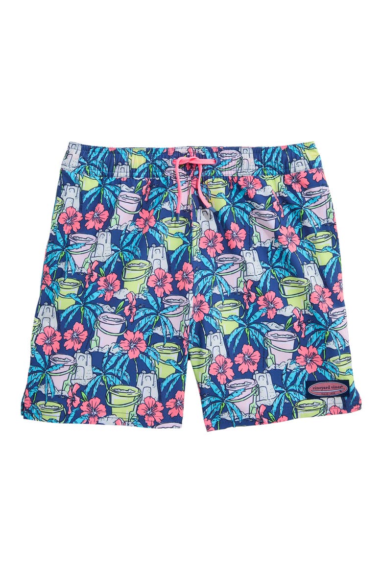 Kids' Chappy Beach Print Swim Trunks, Main, color, MOONSHINE