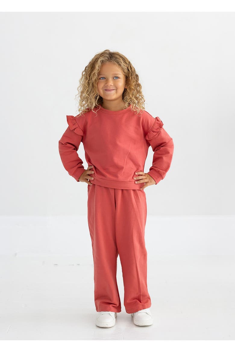 Red Rosie Solid Wide Leg Elastic Waist Sweatpants, Main, color, Red