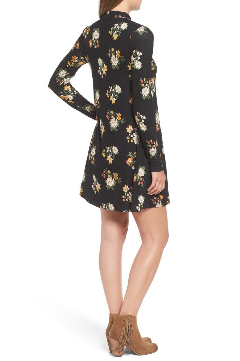 Mock Neck Knit Shift Dress, Alternate, color, BLACK/GOLD
