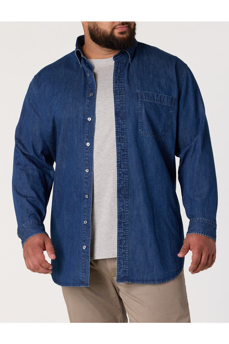 Big & Tall  Denim Sport Shirt, Alternate, color, DARK WASH