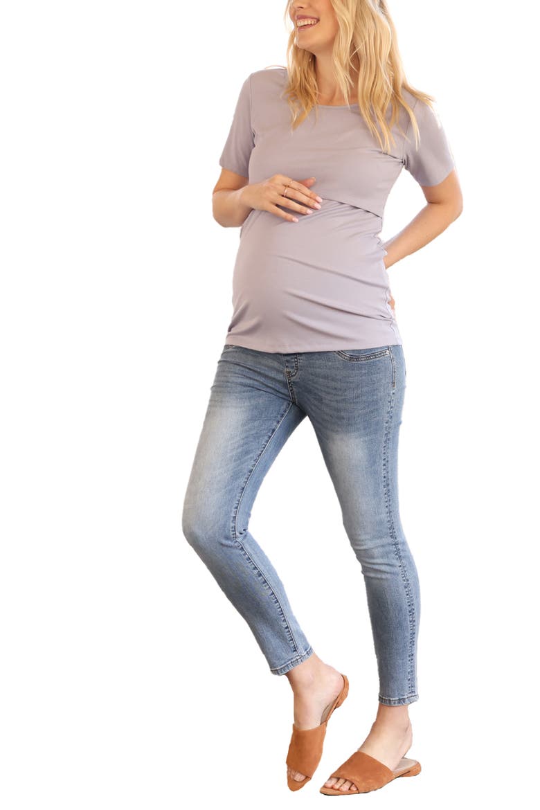 Maternity Crop Skinny Jeans, Alternate, color, LIGHT BLUE