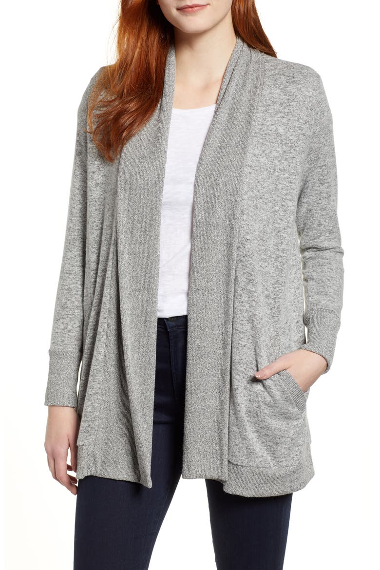 Gibson Cozy Ribbed Cardigan, Main, color, H GREY