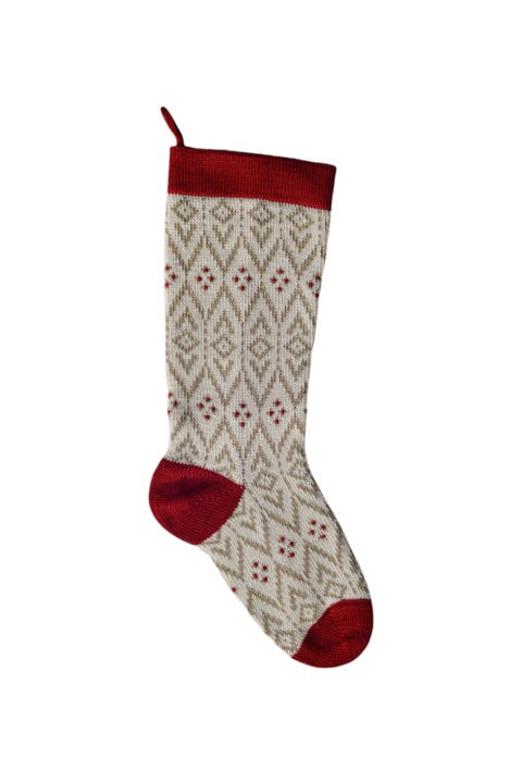 Ecru Patterned Stocking with Red Details