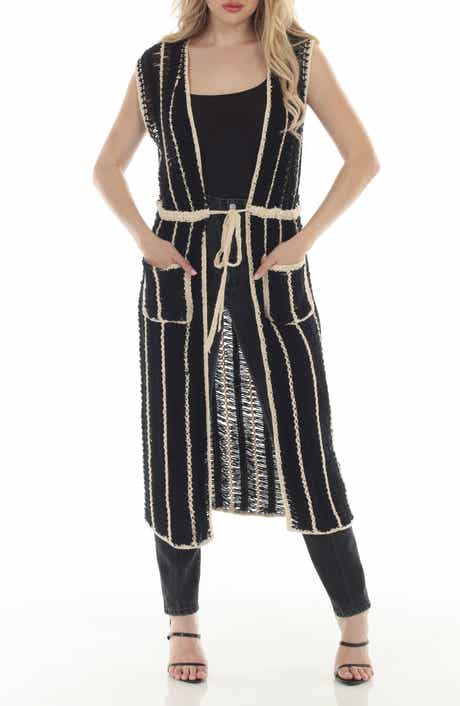 Stripe Crochet Sleeveless Duster