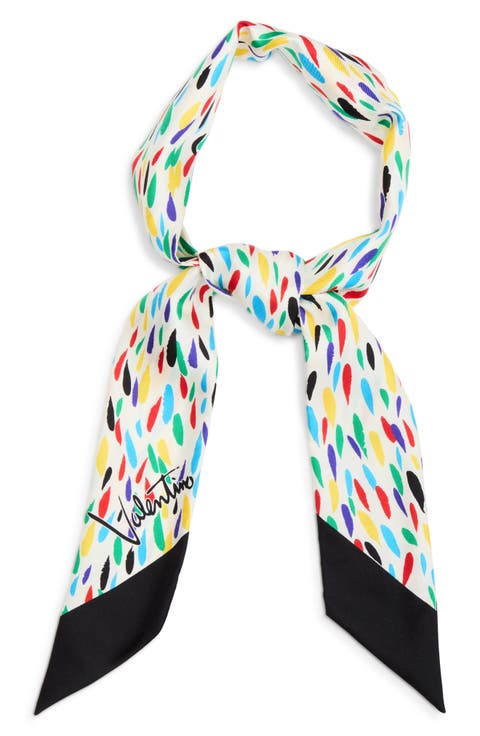 Little Stars Print Silk Skinny Scarf