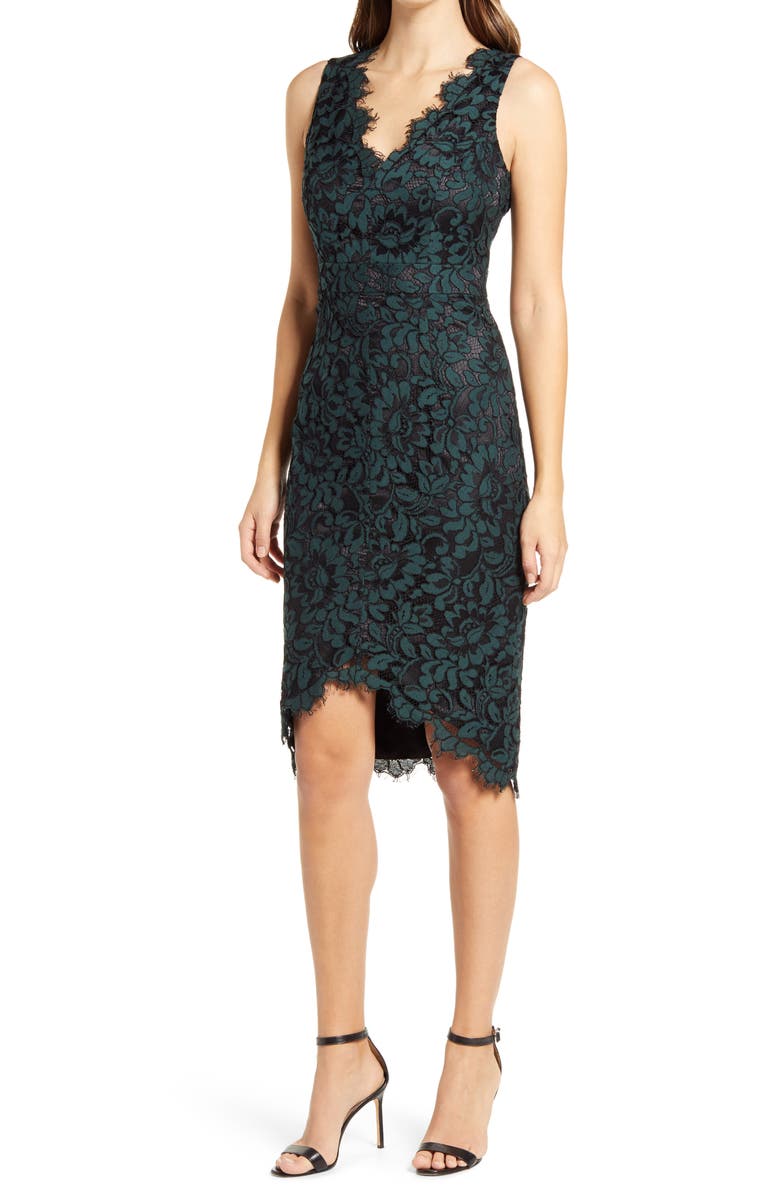 Eliza J Tulip Hem Lace Cocktail Dress, Main, color, 