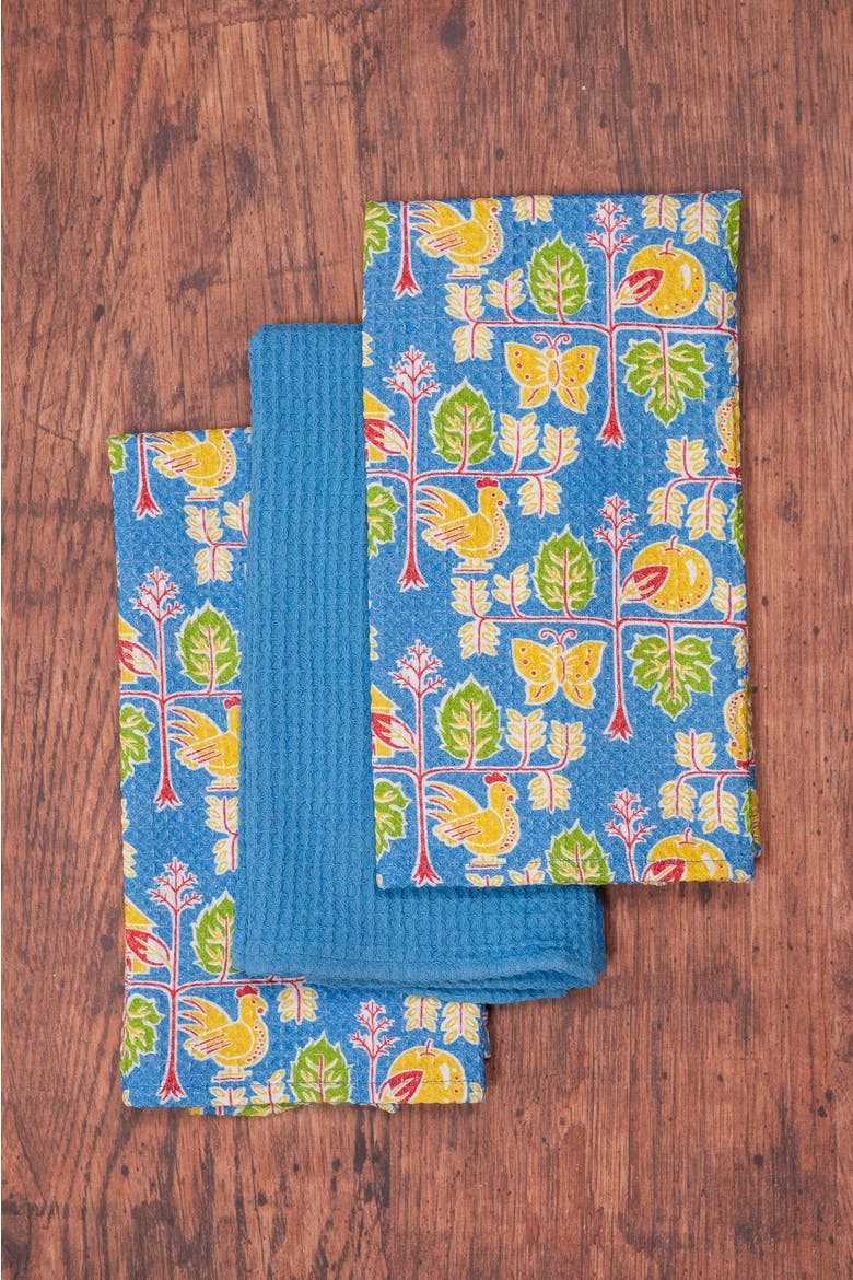 Chicken at Home Tea Towel, Set of 3, Alternate, color, Blue