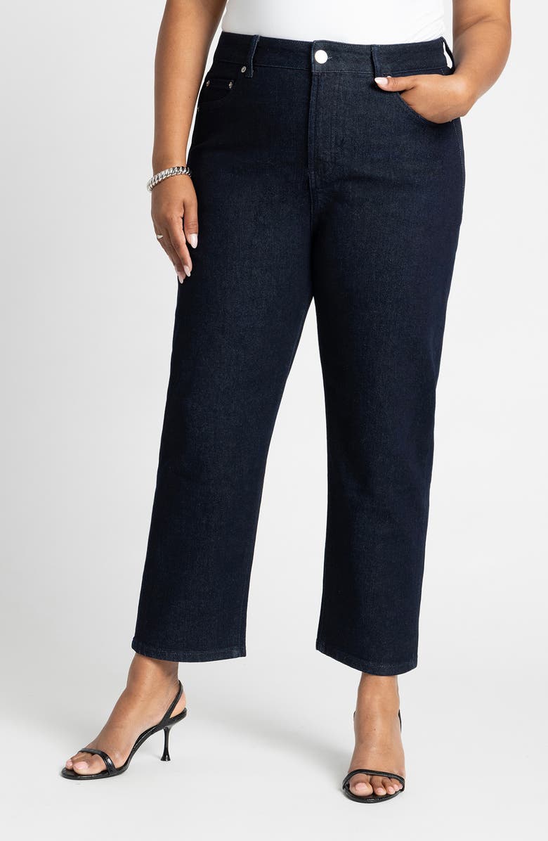 ELOQUII The Naomi Comfort Stretch Straight Leg Jeans, Main, color, 