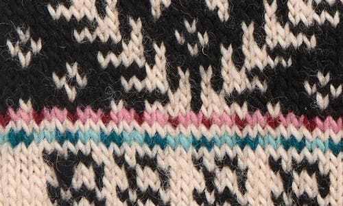 French Knot Fleece Lined Nordic Wool Mittens In Burgundy