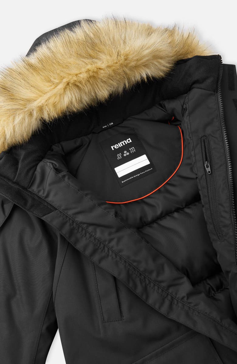 Reima Kids' Serkku Waterproof Down & Feather Fill Jacket with Faux Fur Trim, Alternate, color,