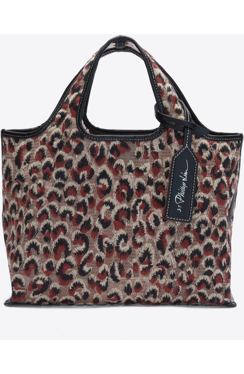 3.1 Phillip Lim Leopard Embroidered Mini Market Tote, Main, color, Leopard