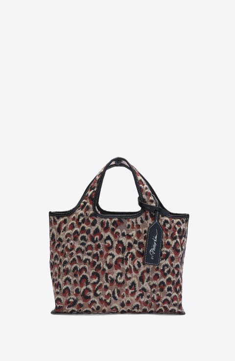 Leopard Embroidered Mini Market Tote