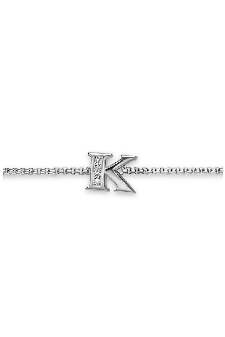 Petite Pavé Initial Chain Bracelet in Sterling Silver with Diamonds, Alternate, color, SILVER PAVE K
