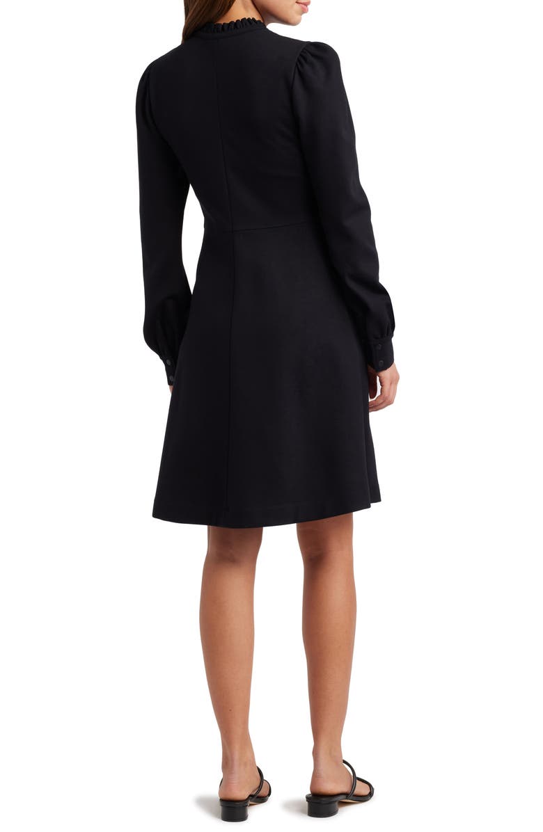 Caslon<sup>®</sup> Zip-Front Long Sleeve Ponte Dress, Alternate, color, Black