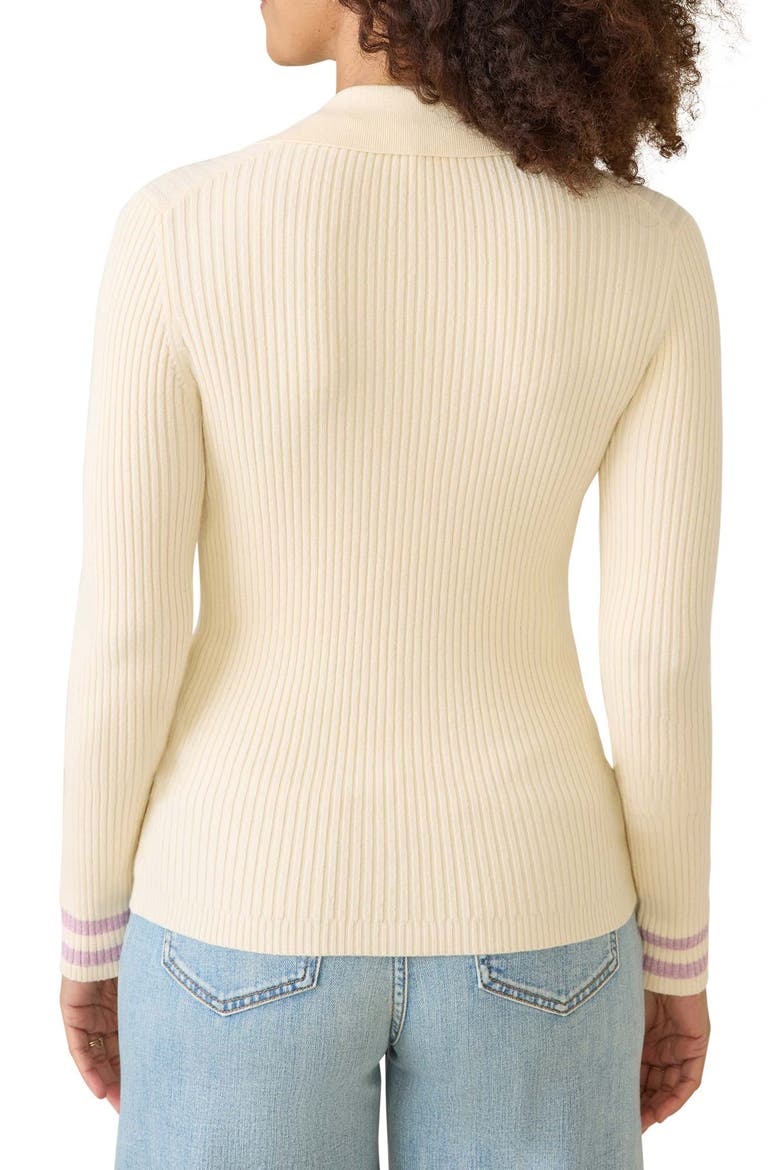 Shiloh Organic Cotton & Cashmere Polo Sweater, Alternate, color, CREAM RETRO STRIPE