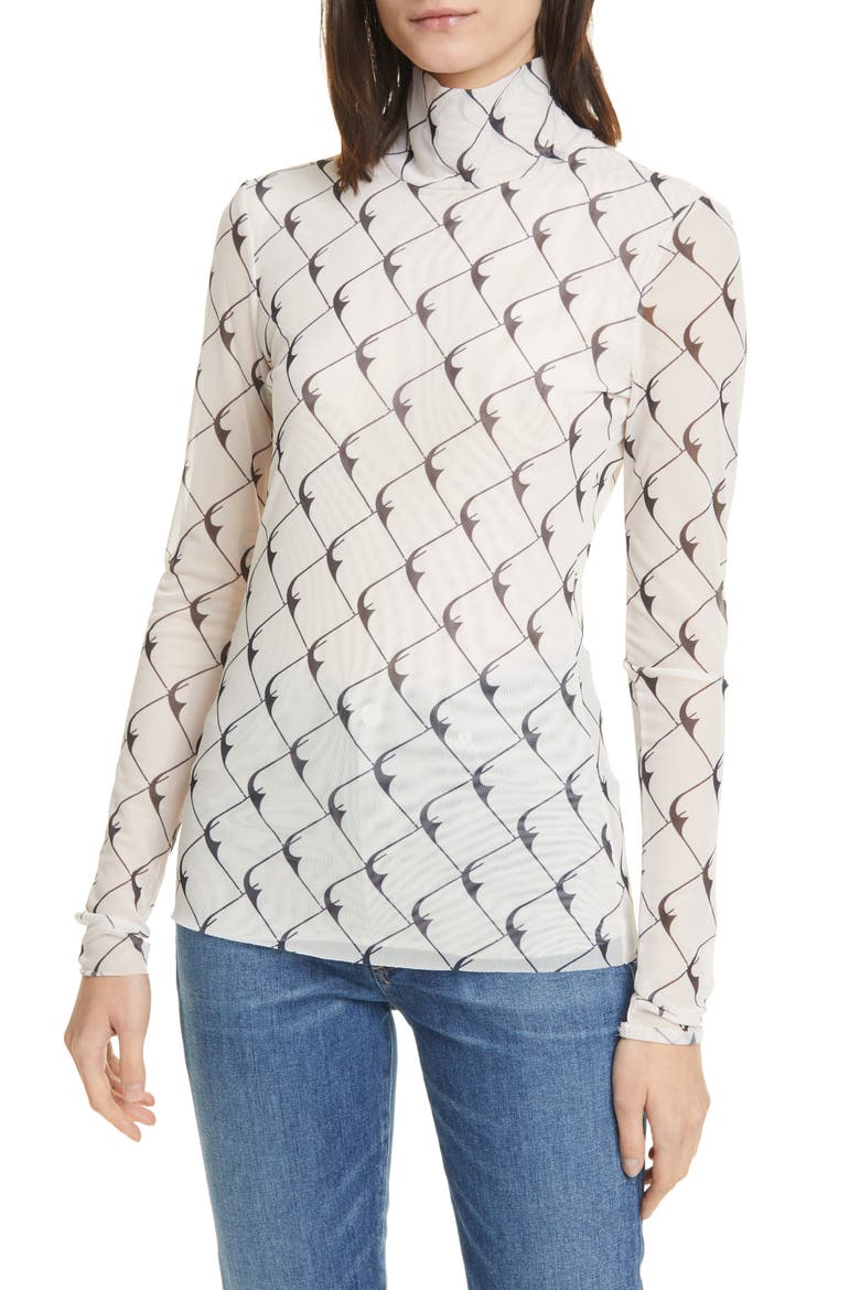 Jodi Print Turtleneck, Main, color, CREAMBLACK BOOMERANG