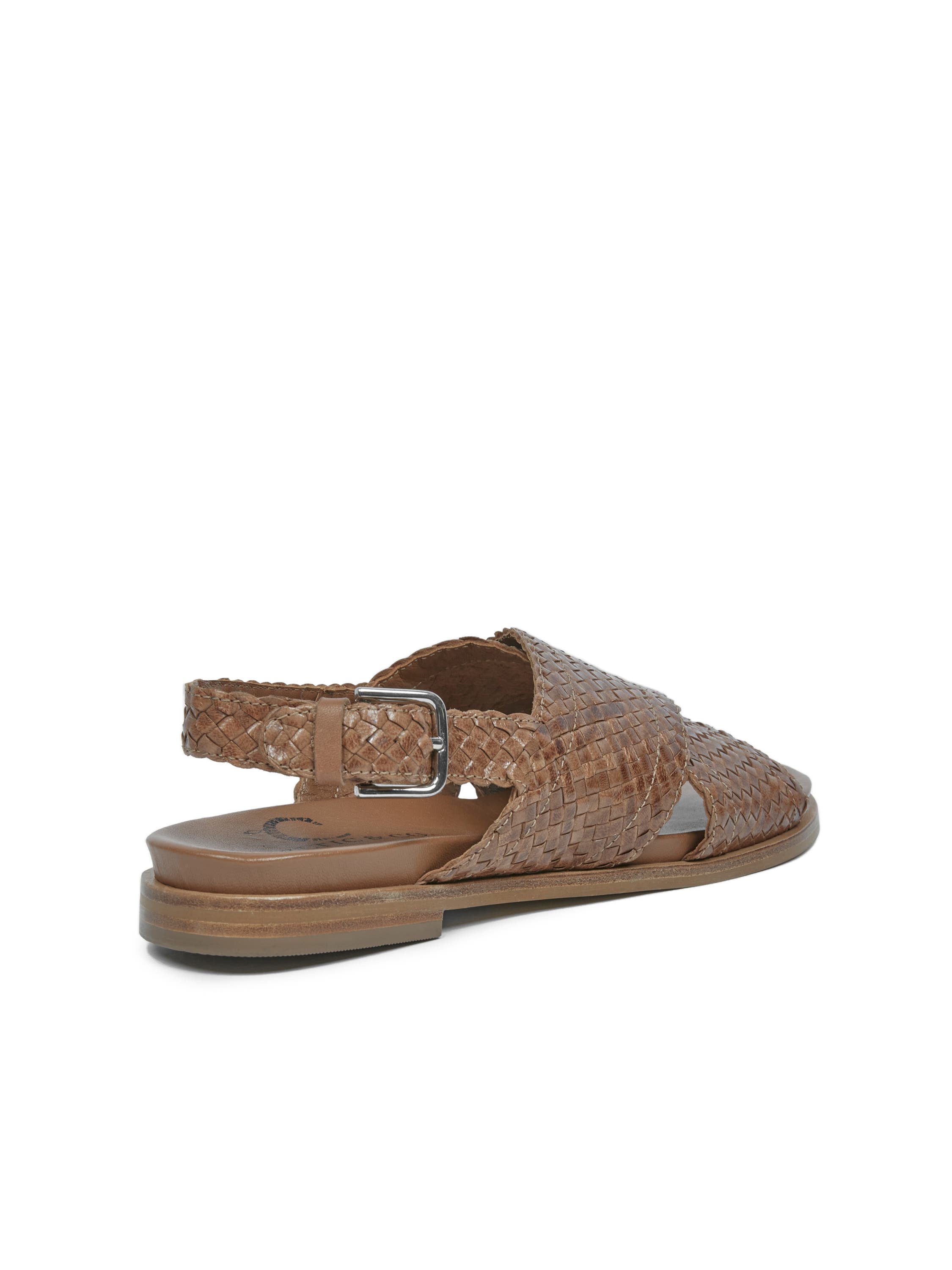 Celtic & Co. Leather Woven Crossover Sandal, Alternate, color, Brown