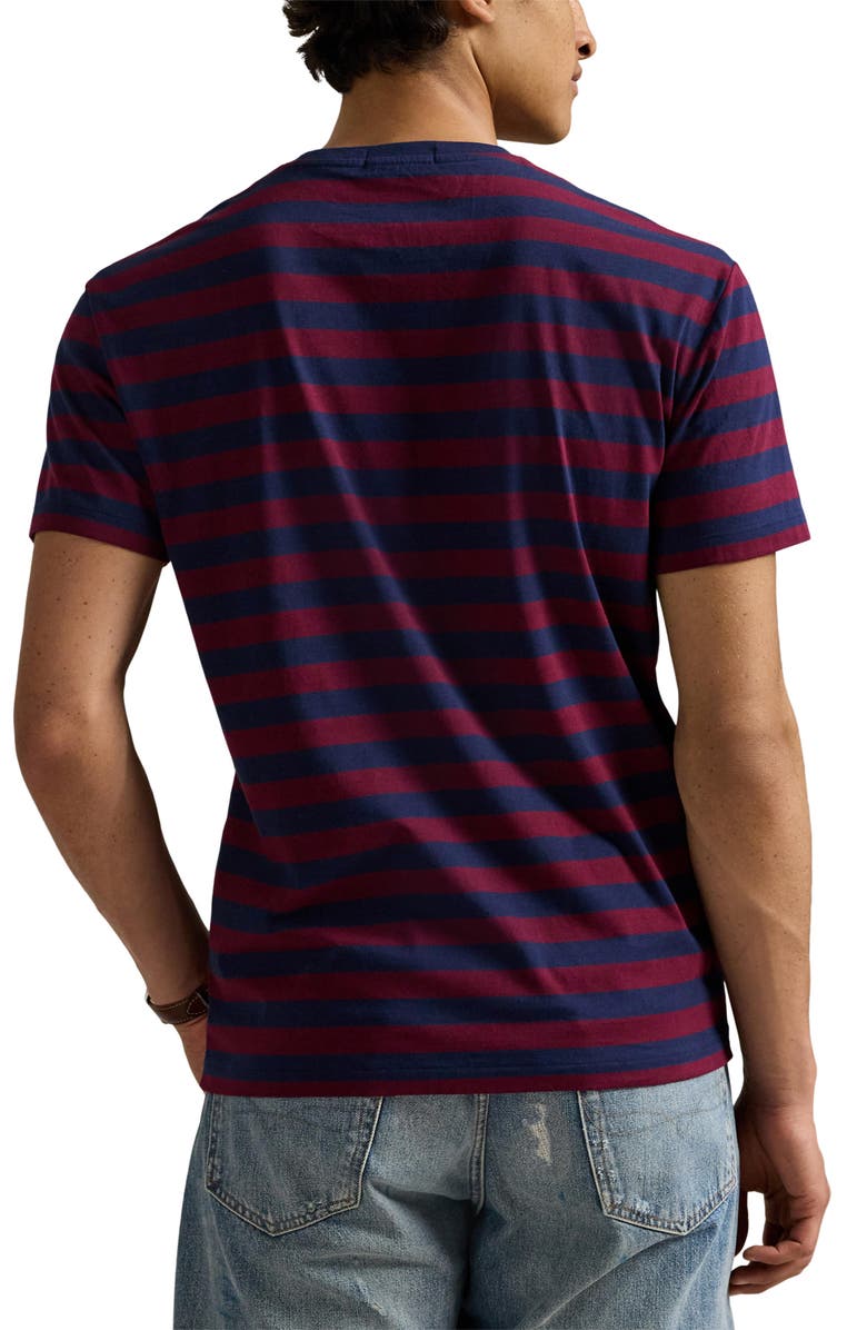 Polo Ralph Lauren Classic Fit Stripe Cotton T-Shirt, Alternate, color, Classic Wine/ Cruise Navy