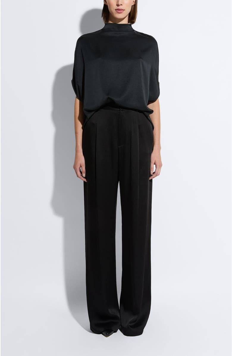 LAPOINTE Satin Relaxed Pleated Pant, Main, color, Black