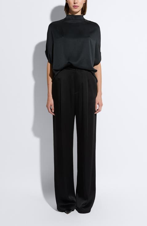 Satin Relaxed Pleated Pant
