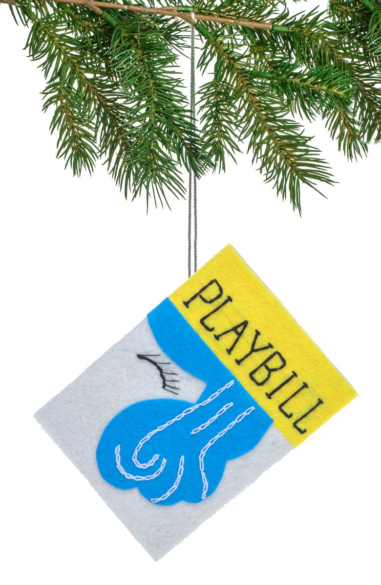 Silk Road Bazaar Handmade Playbill Felted Wool Ornament, Main, color, Blue