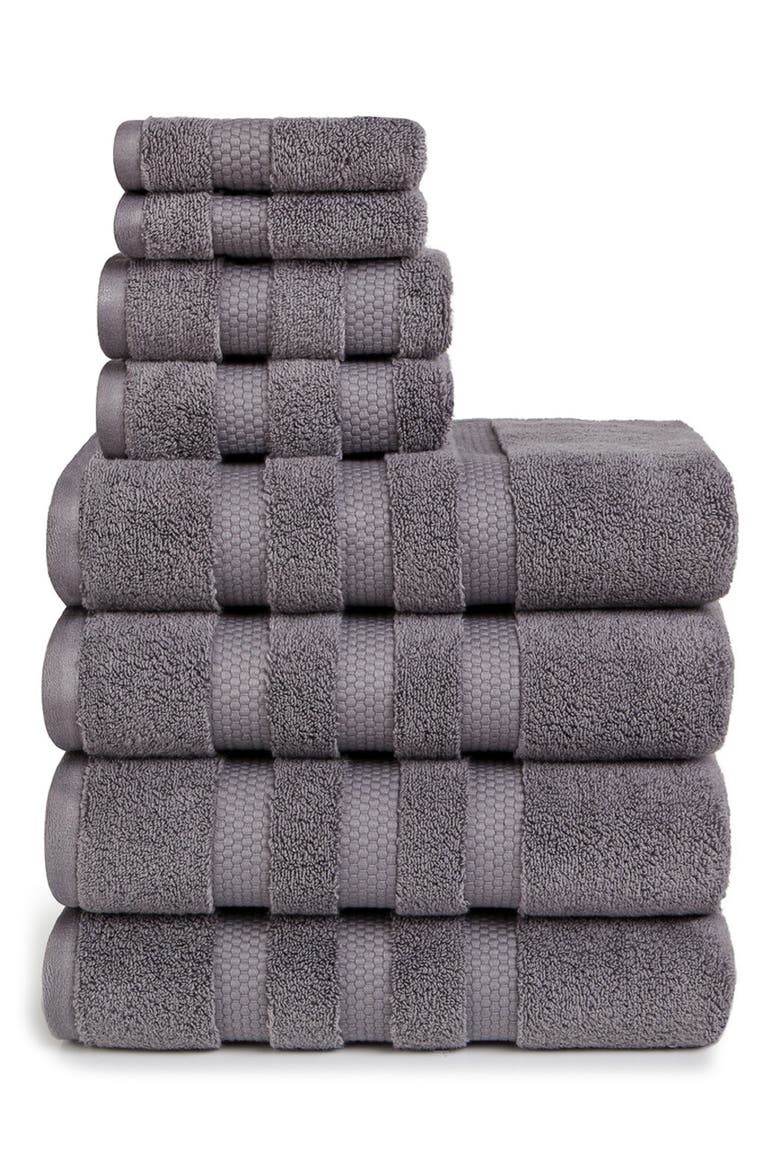 8-Piece Zero Twist Cotton Towel Set, Main, color, CHARCOAL