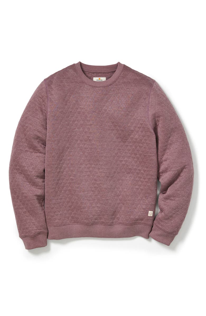 Marine Layer Corbet Quilted Crewneck Sweatshirt, Alternate, color, Plum Steel