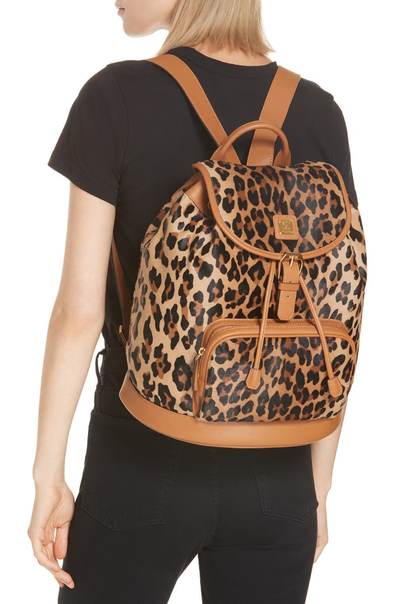 MCM Medium Leopard Backpack, Alternate, color,
