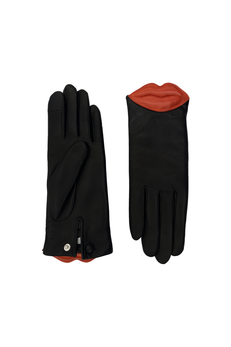 Lips Lambskin Glove Lined in Alpaca with a Kiss at the Wrist, Main, color, Tnoir/Cardinal