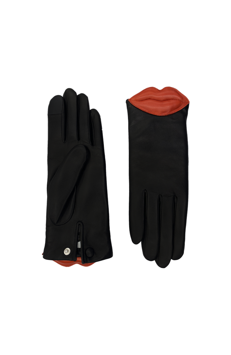 Agnelle Lips Lambskin Glove Lined in Alpaca with a Kiss at the Wrist, Main, color, Tnoir/Cardinal