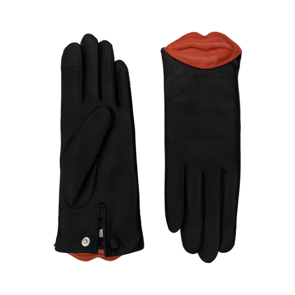 Agnelle Lips Lambskin Glove Lined In Blue