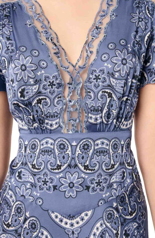 Maje Ribleuta Bandana-print Midi Dress In Blue Bandana Print