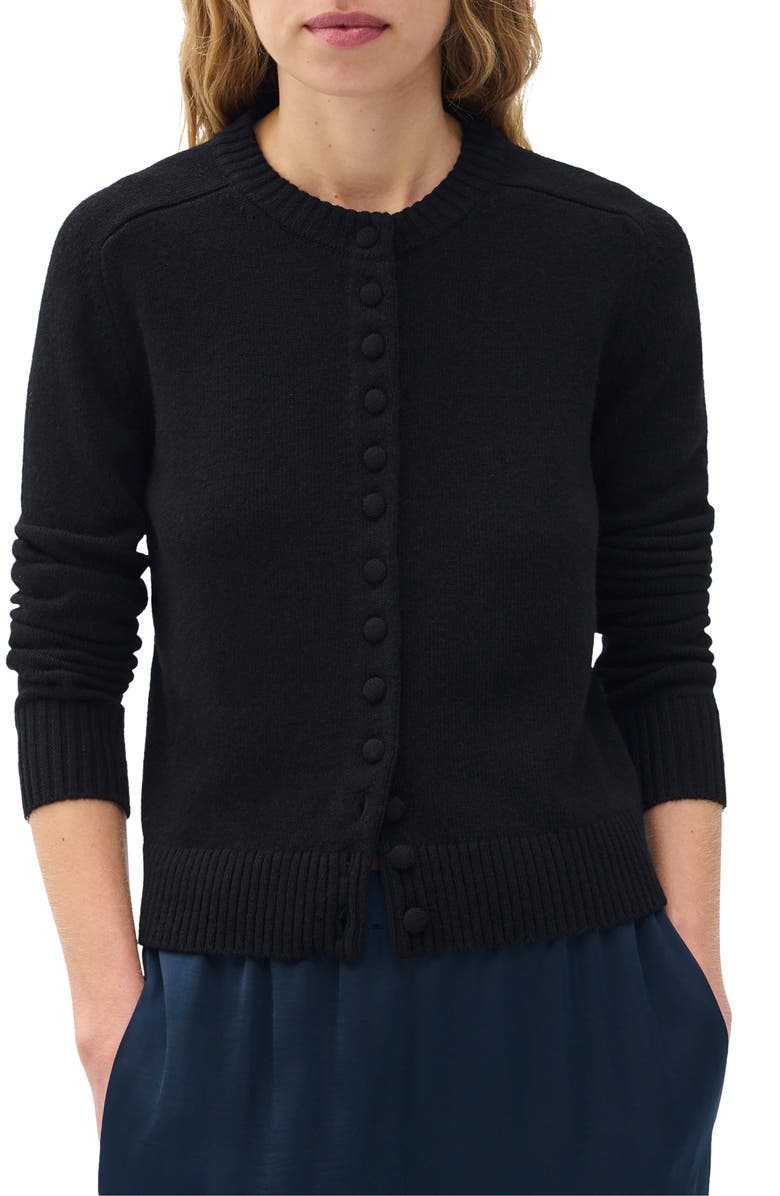 rag & bone Wallace Crewneck Cardigan, Alternate, color, Black