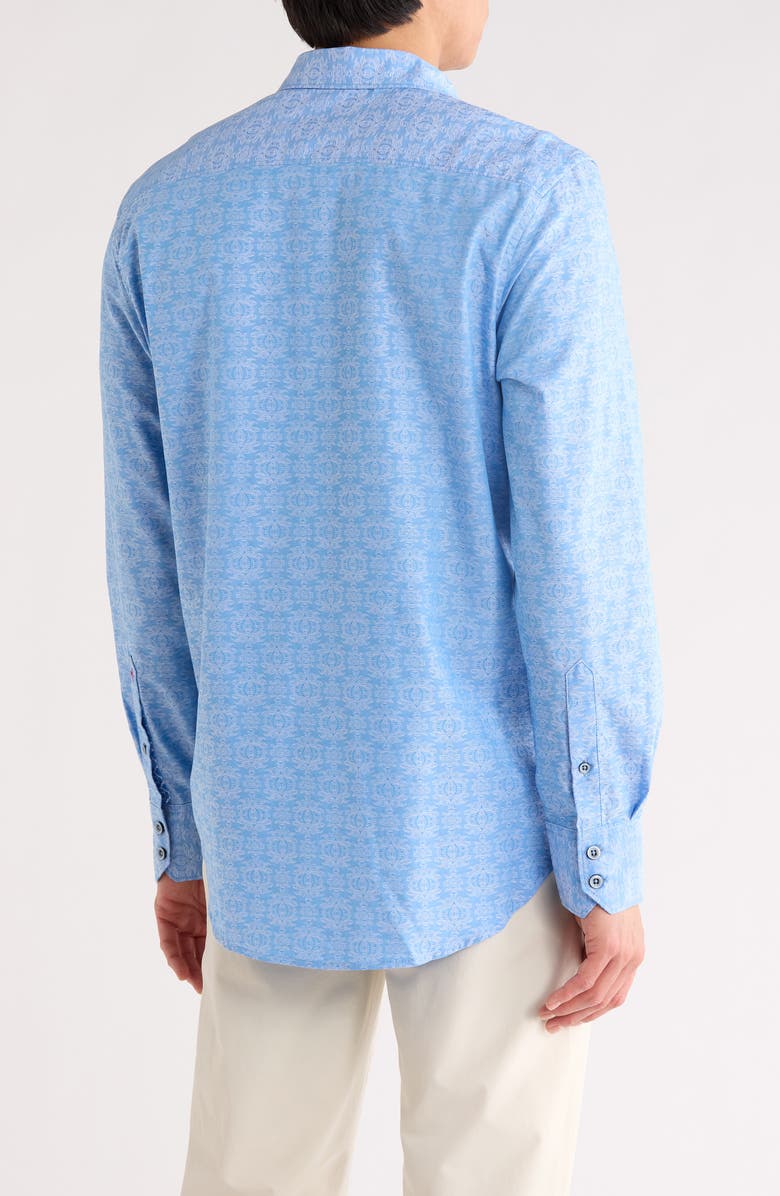 Robert Graham Ornate Cotton Dress Shirt, Alternate, color, Light Blue
