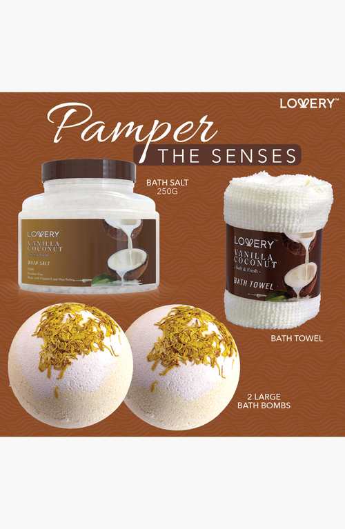 Lovery Vanilla Coconut Home Spa Gift Basket In Brown