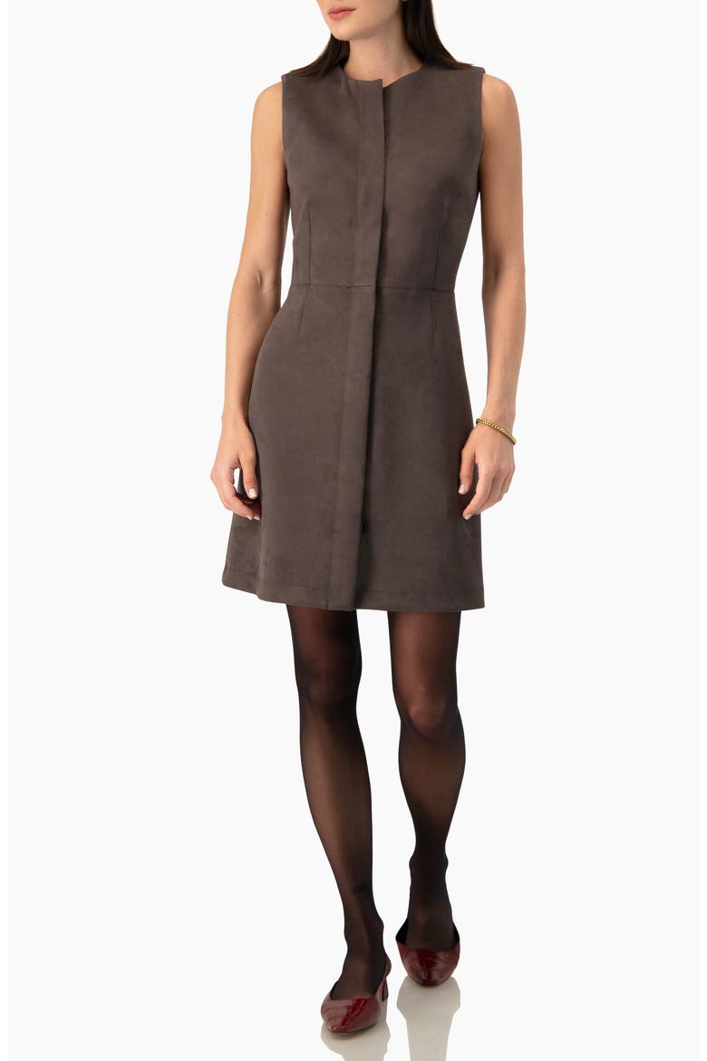 Sleeveless Faux Suede Sheath Dress, Alternate, color, Taupe