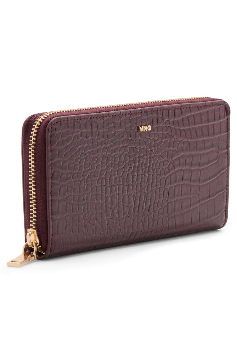 MANGO Large Croc Embossed Faux Leather Wallet, Alternate, color,
