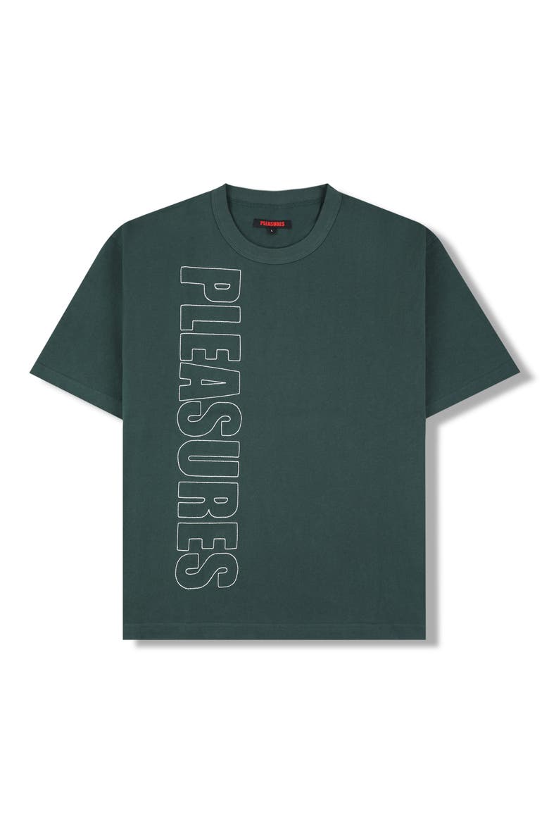 Outline Embroidered Logo Heavyweight Cotton T-Shirt, Alternate, color, FOREST GREEN