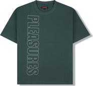 PLEASURES Outline Embroidered Logo Heavyweight Cotton T-Shirt