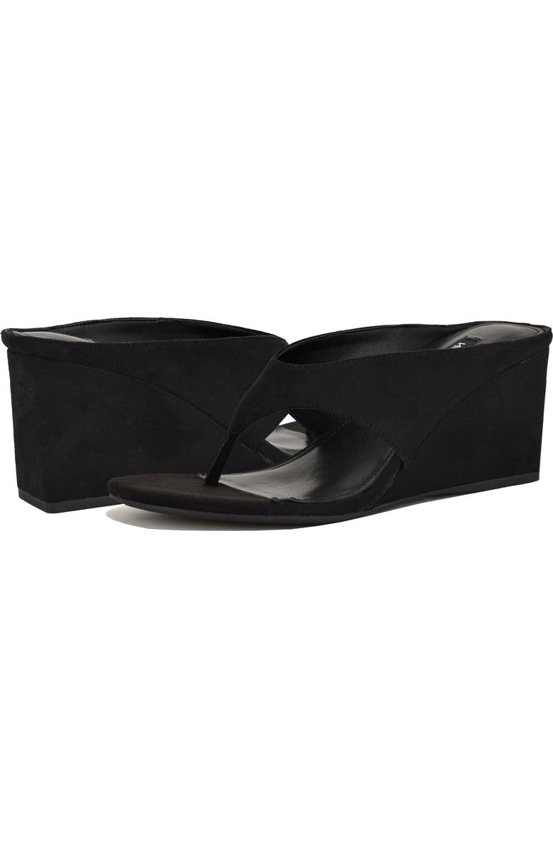 Nine West Jadde Wedge Sandal, Alternate, color, Black