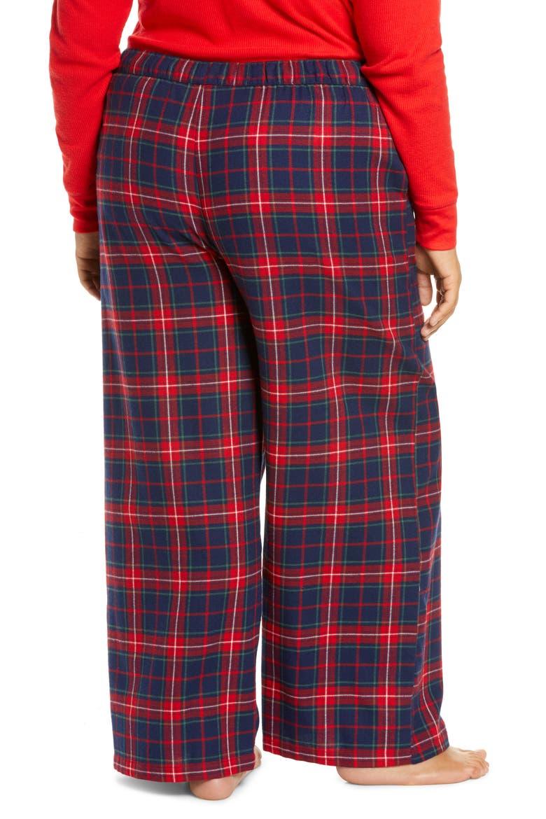 Flannel Tie Waist Pants, Alternate, color, NAVY PEACOAT LAURA PLAID