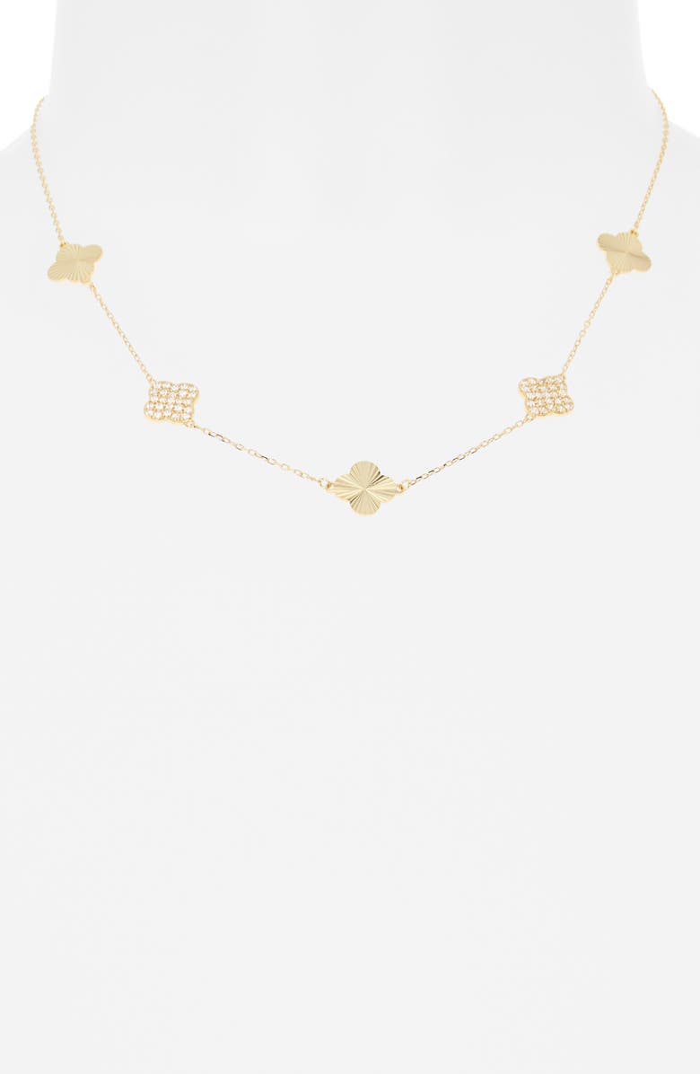 Argento Vivo Sterling Silver Mix Clover Station Necklace, Alternate, color, Gold