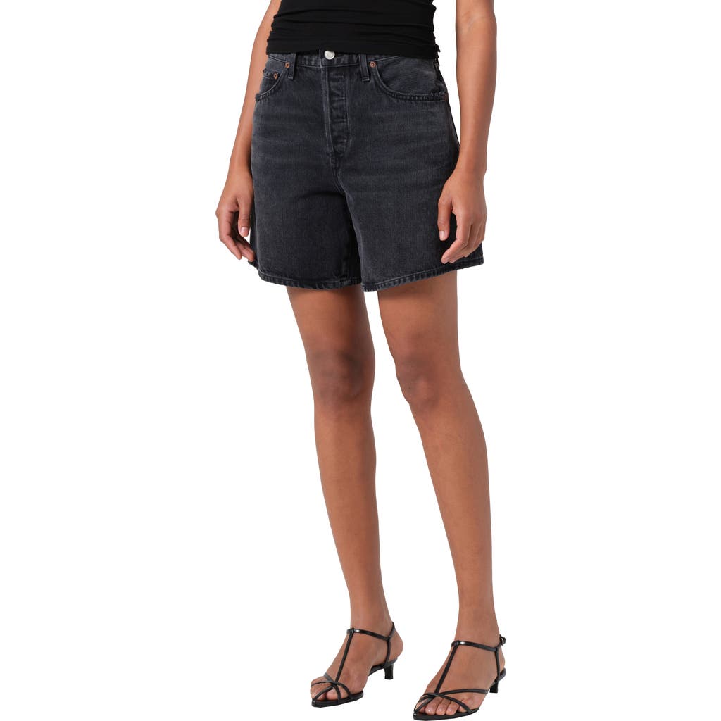Agolde Dame High Waist Mid Length Relaxed Denim Shorts In Hitch